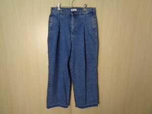 b615*TK.TAKEO KIKUCHI one ta cruise wide Denim pants * Takeo Kikuchi L size indigo cotton 100% jeans men's man 5F