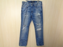 b268◆Abercrombie&Fitch スリムストレート クラッシュジーンズ◆アバクロンビー＆フィッチ ｗ29 インディゴ 綿100％ デニムパンツ 5F_画像1