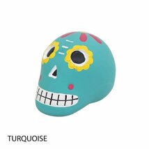 MANDARINE BROTHERS マンダリンブラザーズ ラテックスメキシカンスカルトイ ターコイズ 犬のおもちゃ ドッグトイ LATEX MEXICAN SKULL TOY_画像1