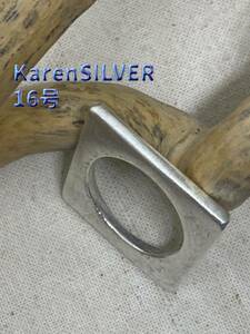 Art hand Auction Square Gift Stylish KarenSILVER High Purity Handmade Yu238 232Ze78Yu023, ring, Silver, No. 16~