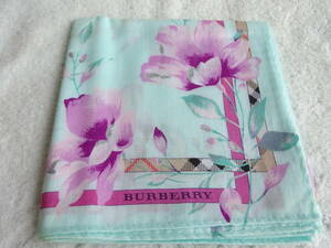 未使用＊Burberry バーバリーハンカチ・ペパーミントグリーン・花柄