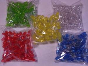 ** coloring LED φ5mm 5 color cannonball type each color 100pcs total 500pcs set **