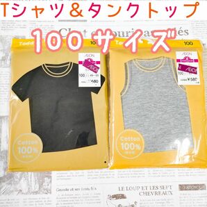 100サイズ タンクトップ(グレー)&Tシャツ(ブラック)セット