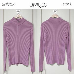 UNIQLO ハイネック ハーフジップ コットンリブニット