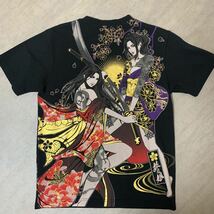 【新品タグ付 バックプリント】抜刀娘 結愛 穂乃花 2人娘 半袖 Tシャツ 蓮 桜 流水 ロゴ刺繍 ゴールドラメ 和柄 アメカジ バットウムスメ_画像1