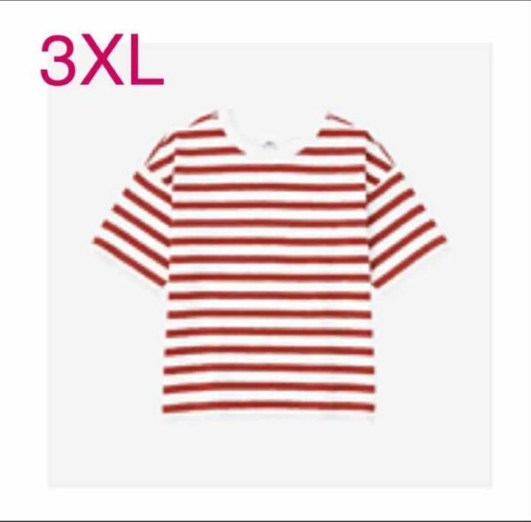☆新品・タグ付☆UNIQLO ボーダークルーネックTシャツ レッド 3XL