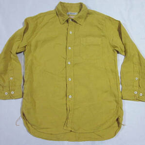 送料無料!! OMNIGOD オムニゴッド ドミンゴ NO-56ー097X リネンキャンバス 麻100% 8分袖 カラー ワークシャツ 3 カラシ 日本製の画像4