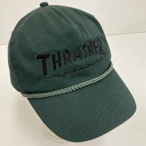 90s THRASHER 紐付き キャップ ロゴ キャップ グリーン スラッシャー CAP OLD SANTACRUZ POWELL ZORLAC VINTAGE 1313