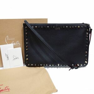 【極美品】Christian Louboutin クリスチャン ルブタン 2WAY バッグ ルビクラッチ レザー スタッズ クラッチバッグ 黒 赤 3175006