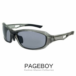 新品 メンズ サングラス py5112-1 uvカット 紫外線対策 pageboy バイク アウトドア クリアグレー フレーム 男性用