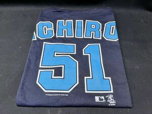 ▽Ab左56▼80 デッドストック 未使用 タグ付き MLB マリナーズ イチロー Tシャツ Lサイズ ネイビー 野球 背番号 51 野球 メジャーリーグ