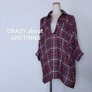 ☆CRAZY about ANYTHING　シャツチュニック　M　ももんが袖　チェック柄