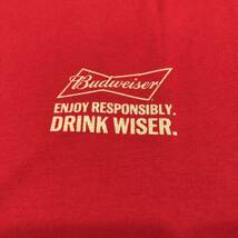 Budweiser バドワイザービール　Tシャツ　赤M DRINK WISER _画像3