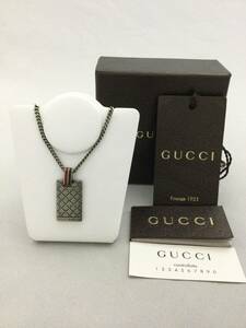 GUCCI　グッチ　シェリーライン　ディアマンテ　スクエア　ネックレス　シルバー　アクセサリー　925【C015933】