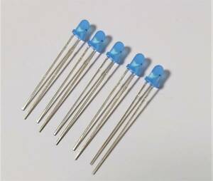 5V 直接接続用 青 LED 3ｍｍ 5個セット 抵抗内蔵 ３ｍｍＬＥＤ　５Ｖ用　青色 抵抗内蔵で5V直接 接続できます 5V用 外付け抵抗不要