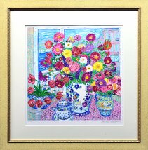 花々を描く大人気作家　レスリーセイヤ　版画　「サマーヴィラ」　　【正光画廊・5000点出品中・お好きな作品が見つかります】　_画像1