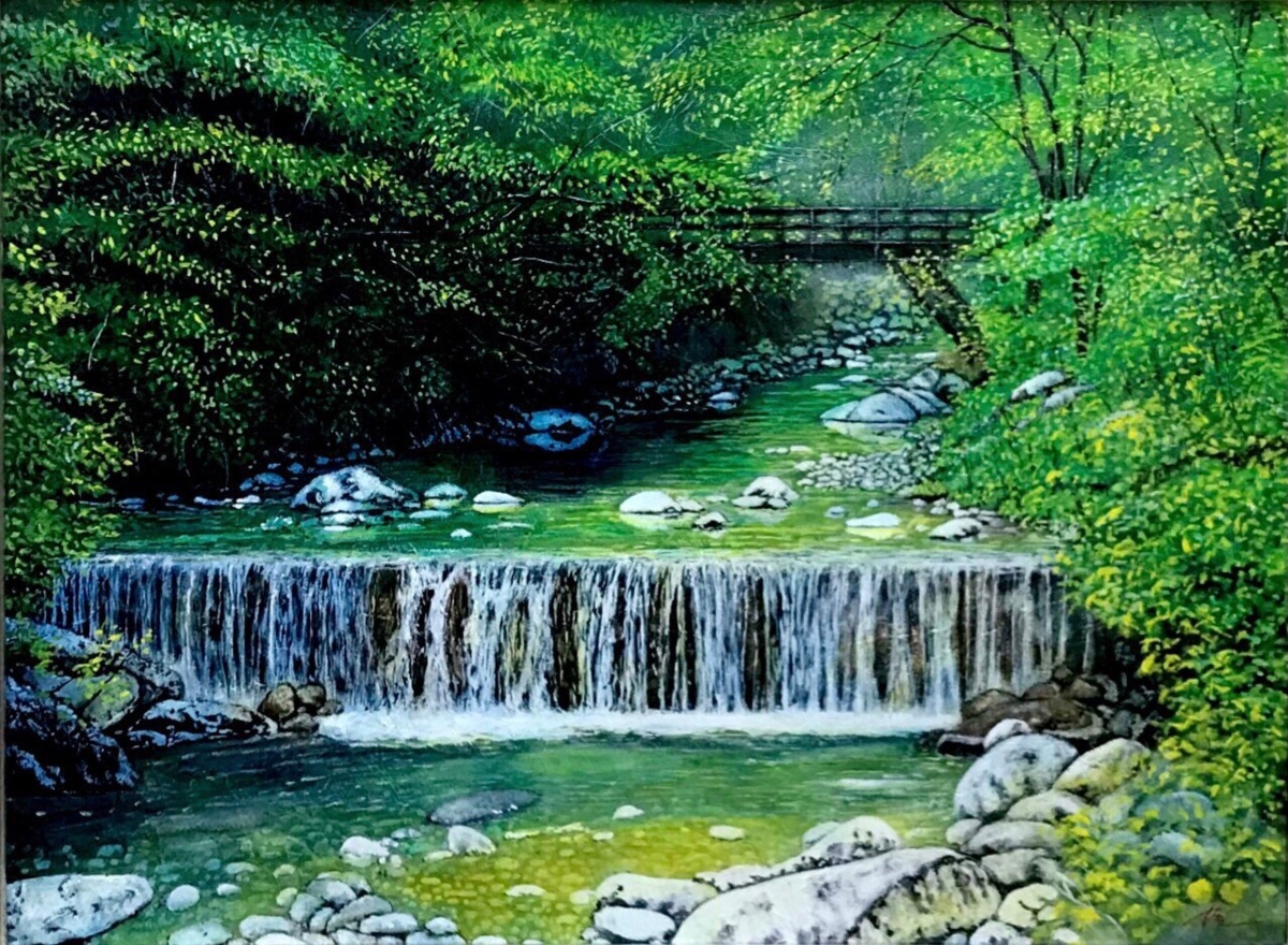 Véritable peinture à l'huile d'un artiste populaire ! Shoichi Suzuki, N ° 10, Début de l'été [Masami Gallery] Créée il y a 53 ans, C'est l'une des plus grandes galeries d'art de Tokyo., Peinture, Peinture à l'huile, Nature, Peinture de paysage
