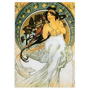 アルフォンス ミュシャ ポストカード Alphonse Mucha 四芸術 音楽 ドイツ製 グリーティングカード