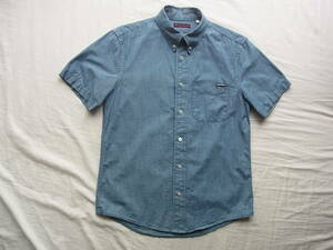 HOLLYWOOD RANCH MARKET BLUE BLUE Hollywood Ranch Market b lube Roo indigo car n blur - material short sleeves button down shirt 