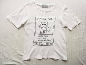 YAECA ヤエカ　MISSING CAT プリントＴシャツ　ホワイトベース