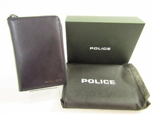  не использовался POLICE Police раунд застежка-молния кошелек темный темно-синий PA-70502-50 ( кошелек для мелочи . есть ) VAC24012