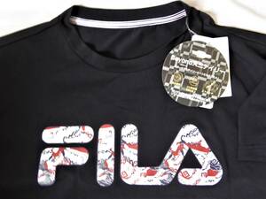 フィラ FILA 多機能 吸水速乾 DRY ストレッチ UVCUT 半袖 Tシャツ[412-301]　LL　黒