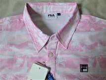 FILA GOLF フィラ ゴルフ 吸汗速乾 UV CUT アロハ柄 半袖ポロシャツ　LL　桃_画像1