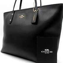 1円 極美品 定価10万級 COACH コーチ トートバッグ ビジネスバッグ ブリーフケース A4 PC可 オールレザー ブラック メンズ レディース_画像1