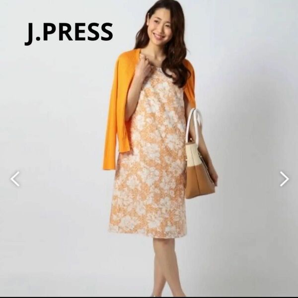 J.PRESS バイカラーフラワーエンブロイダリー ワンピース