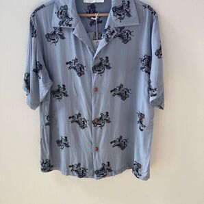 8on8 HAZE BLUE プリント キューバシャツ