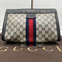 美品 OLDGUCCI オールドグッチ クラッチバッグ セカンドバッグ ハンドバッグ GG柄 GGスプリーム シマ シェリーライン PVC レザー_画像1