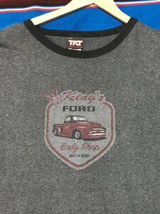 King's FORD Bodyshop リンガーTシャツ　フォード　オハイオ　ボディショップ　板金　塗装　アメリカ　ビンテージ　古着　アメカジ