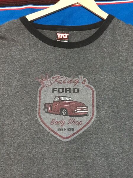 King's FORD Bodyshop リンガーTシャツ フォード オハイオ ボディショップ 板金 塗装 アメリカ ビンテージ 古着 アメカジ