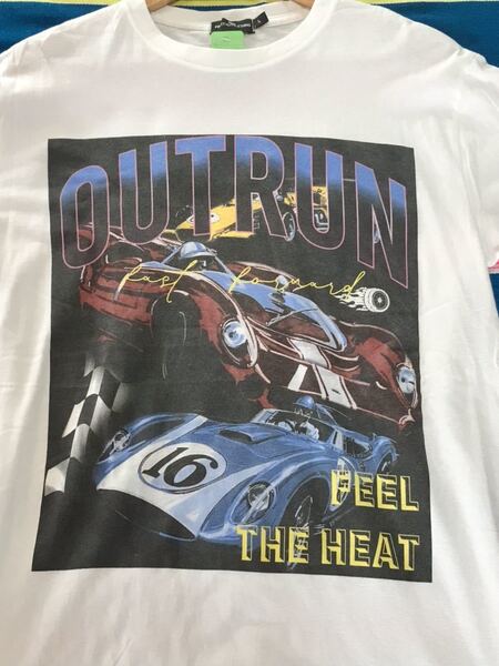 Outrun Feel the Heat Tシャツ　アウトラン　レーシング　レース　アメリカ　ビンテージ　企業　世田谷ベース　古着　アメカジ