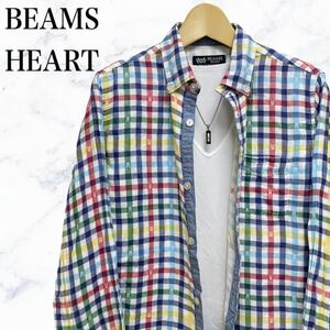 BEAMS HEART チェックシャツ　長袖シャツ　カジュアルシャツ　