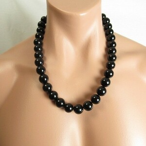 [ black onyx 16mm] natural stone necklace Power Stone M size 