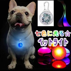 セール 犬 ライト 首輪 リード 子ども ペット LED セーフティ ライト 散歩 七色