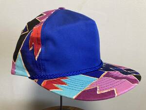 80s 90s ビンテージ デッドストック Cameo 総柄ファブリック 民族柄 CAP キャップ 帽子