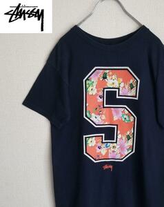 古着 ヴィンテージ　stussy ステューシー 刺ロゴプリントTシャツ　Ｓ