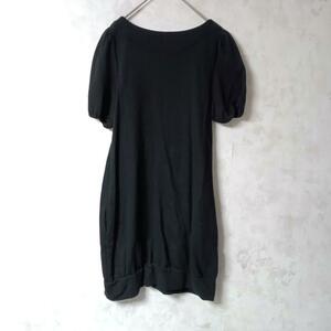 【無印良品】Mサイズ　ミニ丈ワンピース　ブラック　パフスリーブ　リラックス　チュニック　バルン裾