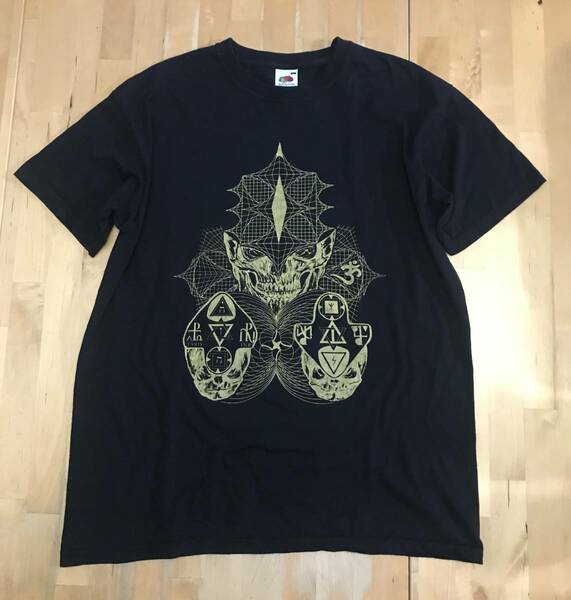 古着 FRUIT OF THE LOOM Tシャツ Mサイズ　ドクロ　オカルト　魔術　髑髏　TARO INRI 呪術　黒　ブラック