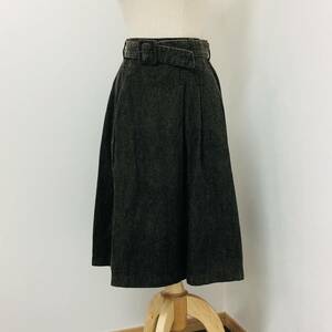 a01053 beautiful goods HusHusH HusHush skirt knee height cotton 100% belt attaching Denim stylish simple casual Denim ko-te