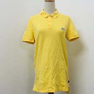 a01299 美品 AMERICAN EAGLE　アメリカンイーグル ポロシャツ 半袖 コットン混 ワンポイント刺しゅう 黄色 シンプルデイリーカジュアル
