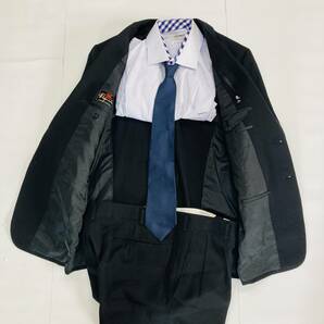 a01551 美品 PEGASUS ペガサス スーツセットアップ ブラックフォーマル シングル 黒 礼服 万能 シンプル オフィススタイリッシュルックの画像6