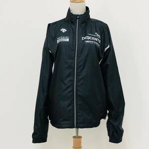 a01691 極美品 DESCENTE デサント ウィンドブレーカー 長袖 シャカシャカ ロゴプリント 裏起毛風 サイズ0 黒 スポーティチックスタイル