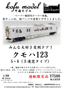 クモハ123　5・6（3連窓タイプ）　1/80　甲府モデル（パンケーキコンテナ）