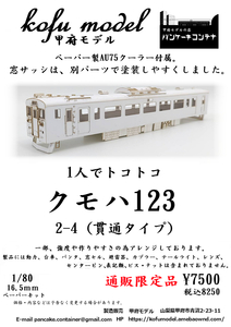 クモハ123　2-4（貫通タイプ）　1/80　甲府モデル（パンケーキコンテナ）