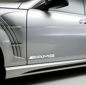 2枚セット AMG メルセデスベンツ Mercedes Benz ステッカー デカール 20cm サイド ウインドウ ホワイト 白 gw