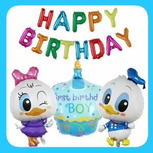 誕生日ドナルド・デイジー１歳特大ケーキバルーンセット