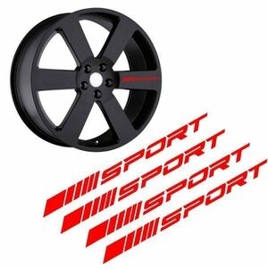 ◆SPORT◆スポーツ☆ ステッカー赤シール　デカール4枚/トヨタ 日産 スバル スズキ ダイハツ マツダ 三菱 ホンダＶＷに/定形発送 OK